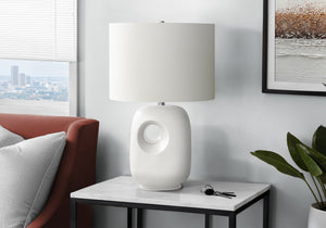 I 9679 - Luminaire, 26''H, Lampe De Table, Céramique Blanche, Abat-jour Ivoire / Crème, Contemporain, Moderne - Simple Boutique