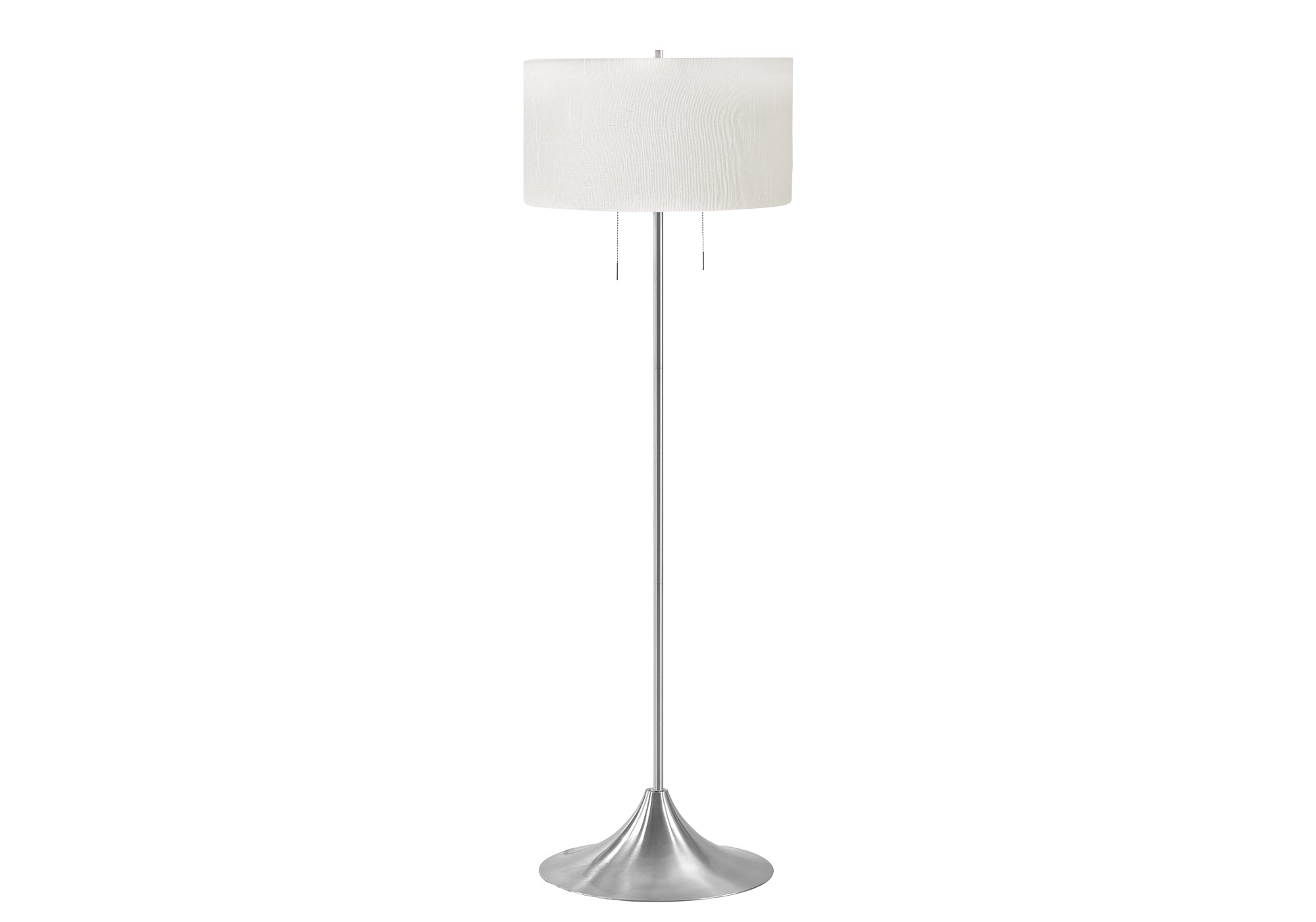 I 9681 - Luminaire, 61''H, Lampadaire, Métal Argenté, Abat-jour Ivoire / Crème, Contemporain - Simple Boutique