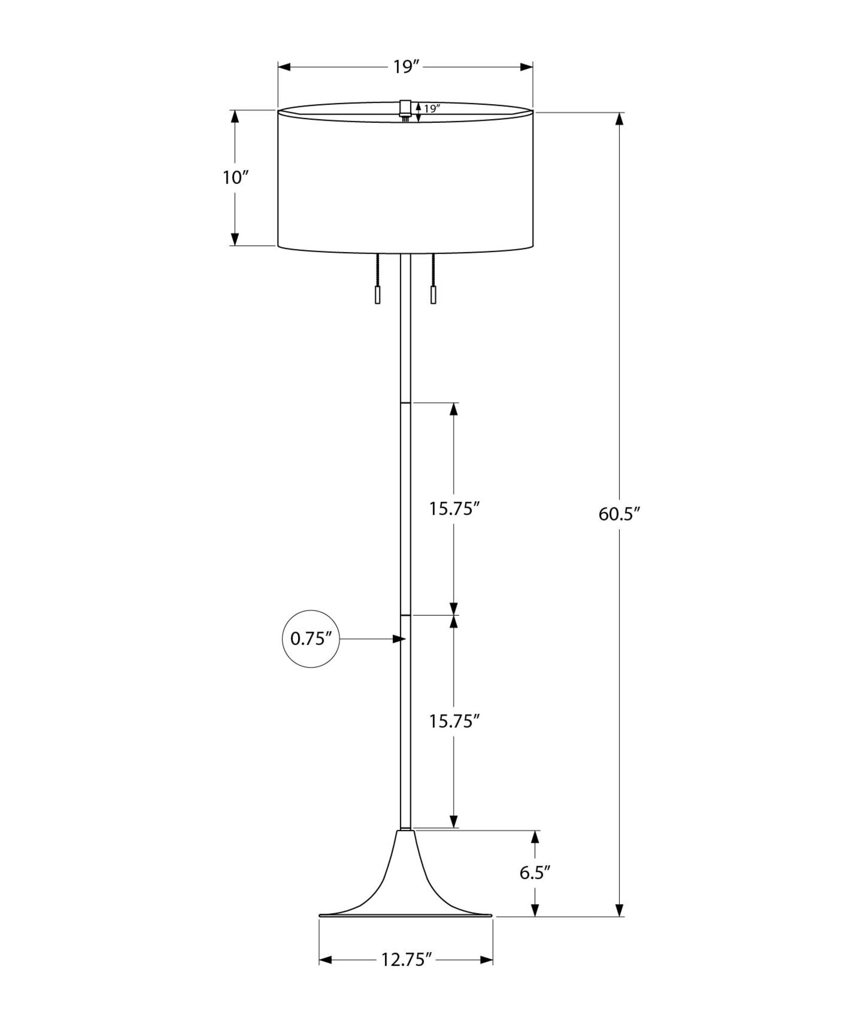I 9681 - Luminaire, 61''H, Lampadaire, Métal Argenté, Abat-jour Ivoire / Crème, Contemporain - Simple Boutique