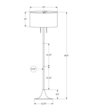 I 9681 - Luminaire, 61''H, Lampadaire, Métal Argenté, Abat-jour Ivoire / Crème, Contemporain - Simple Boutique