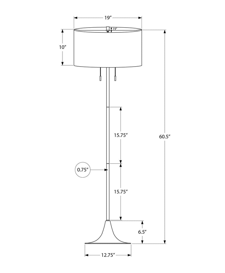 I 9681 - Luminaire, 61''H, Lampadaire, Métal Argenté, Abat-jour Ivoire / Crème, Contemporain - Simple Boutique
