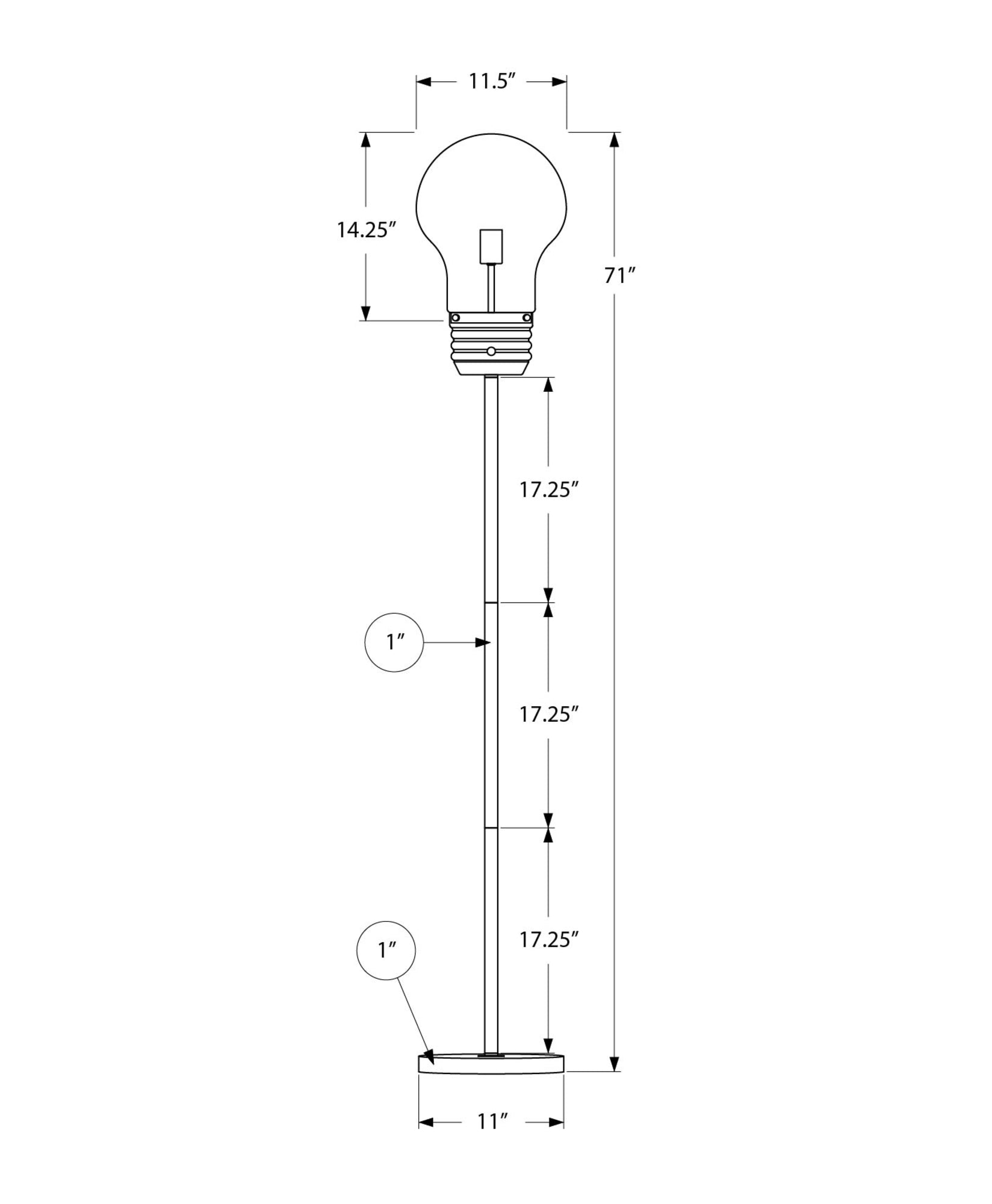 I 9682 - Luminaire, 71''H, Lampadaire, Métal En Laiton, Contemporain - Simple Boutique