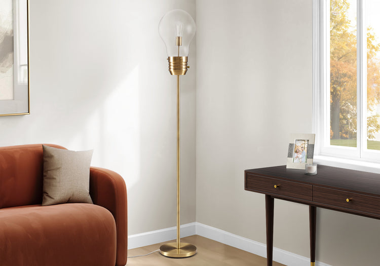 I 9682 - Luminaire, 71''H, Lampadaire, Métal En Laiton, Contemporain - Simple Boutique
