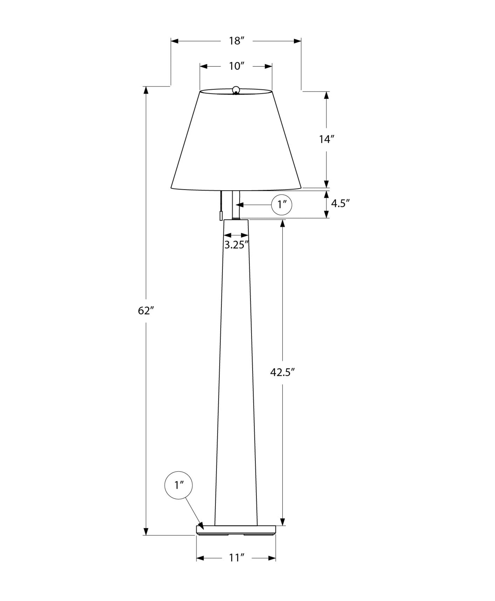 I 9683 - Luminaire, 62''H, Lampadaire, Métal Noir, Abat-jour Beige, Contemporain - Simple Boutique