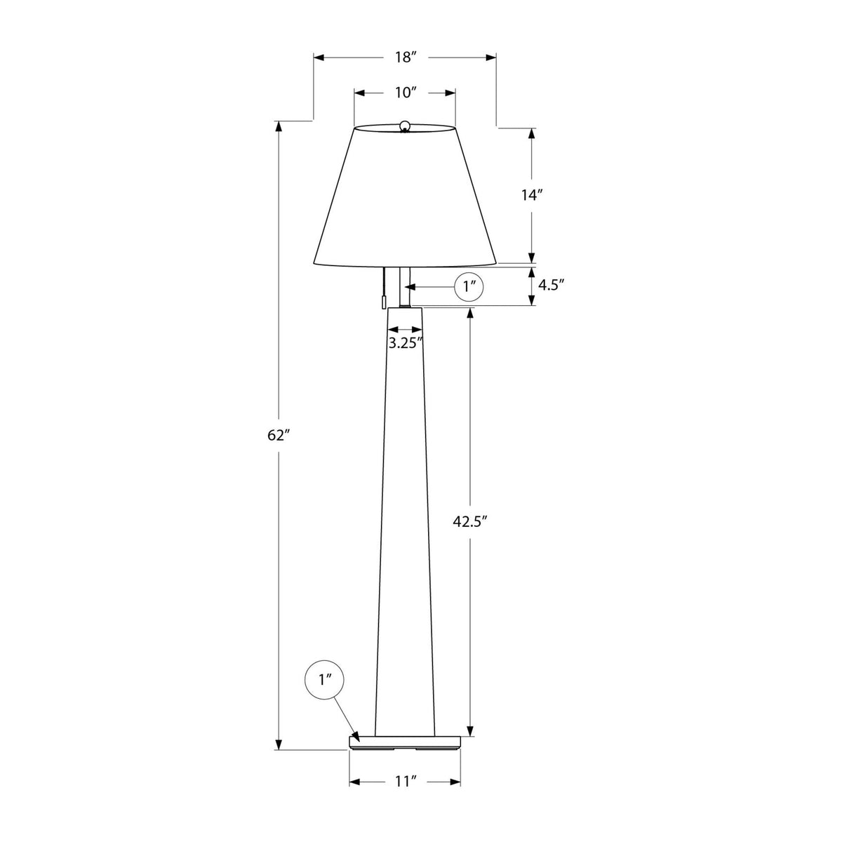 Monarch Specialties I 9683 - Luminaire, 62''H, Lampadaire, Métal Noir, Abat-jour Beige, Contemporain - Simple Boutique