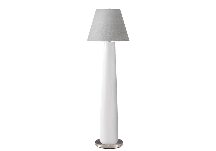 I 9684 - Luminaire, 61''H, Lampadaire, Résine Blanche, Abat-jour Gris, Contemporain - Simple Boutique