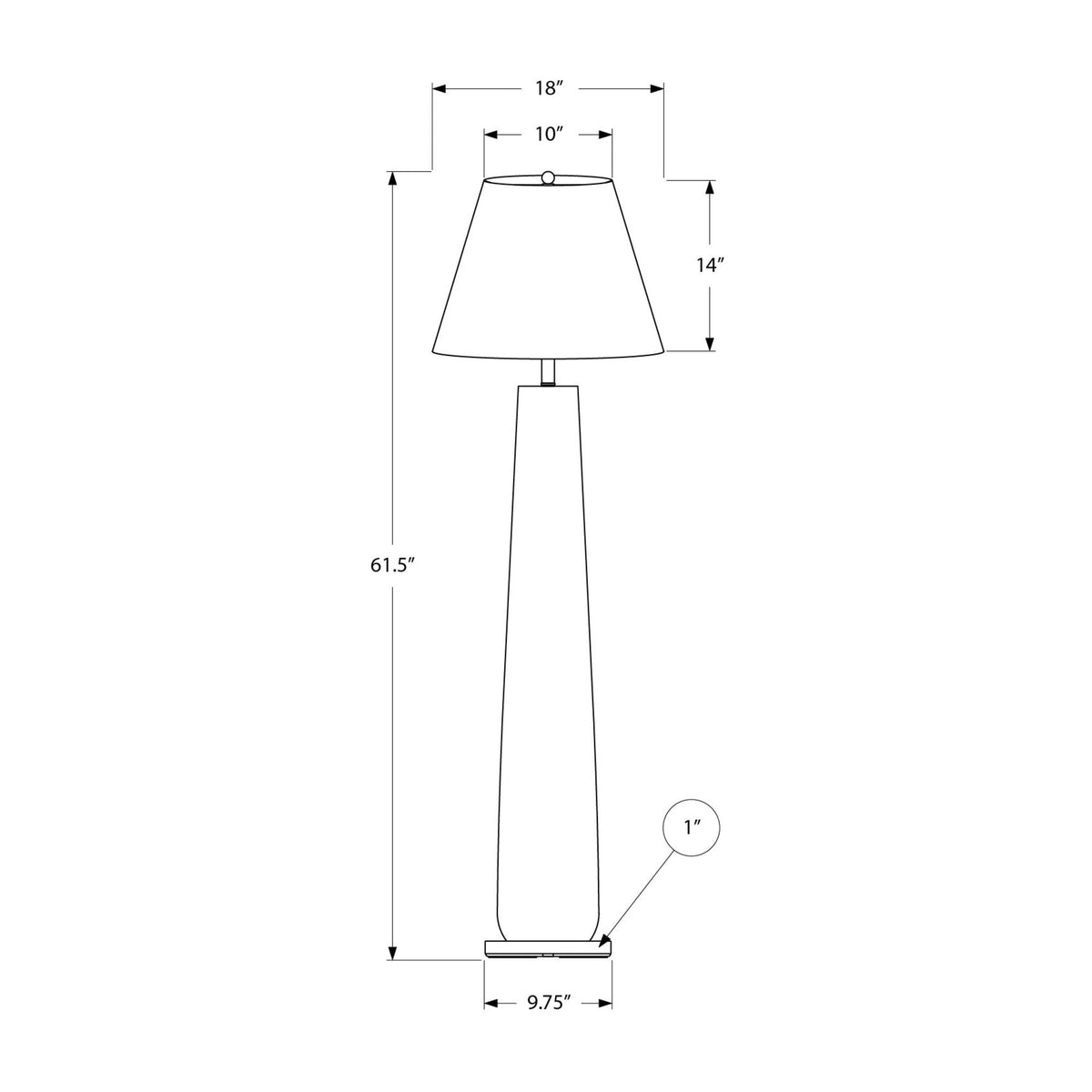 Monarch Specialties I 9684 - Luminaire, 61''H, Lampadaire, Résine Blanche, Abat-jour Gris, Contemporain - Simple Boutique