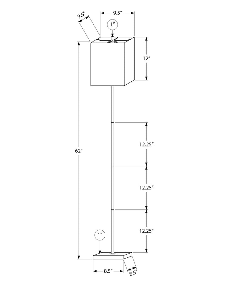 I 9685 - Luminaire, 62''H, Lampadaire, Métal Noir, Abat-jour Noir, Contemporain - Simple Boutique