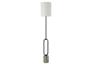 I 9686 - Luminaire, 64''H, Lampadaire, Métal Noir, Abat-jour Ivoire / Crème, Contemporain - Simple Boutique