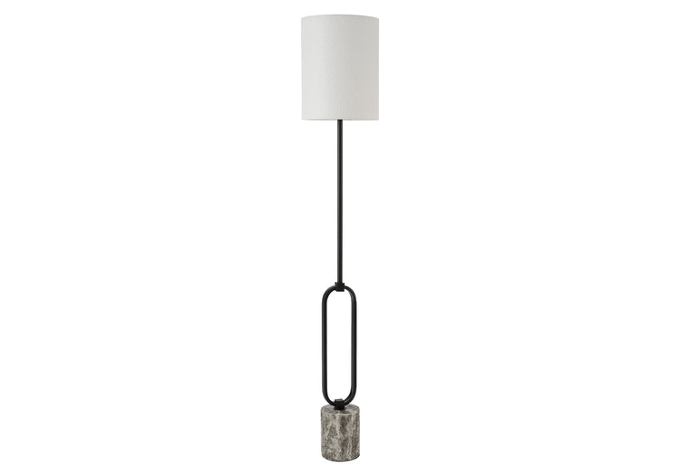 I 9686 - Luminaire, 64''H, Lampadaire, Métal Noir, Abat-jour Ivoire / Crème, Contemporain - Simple Boutique