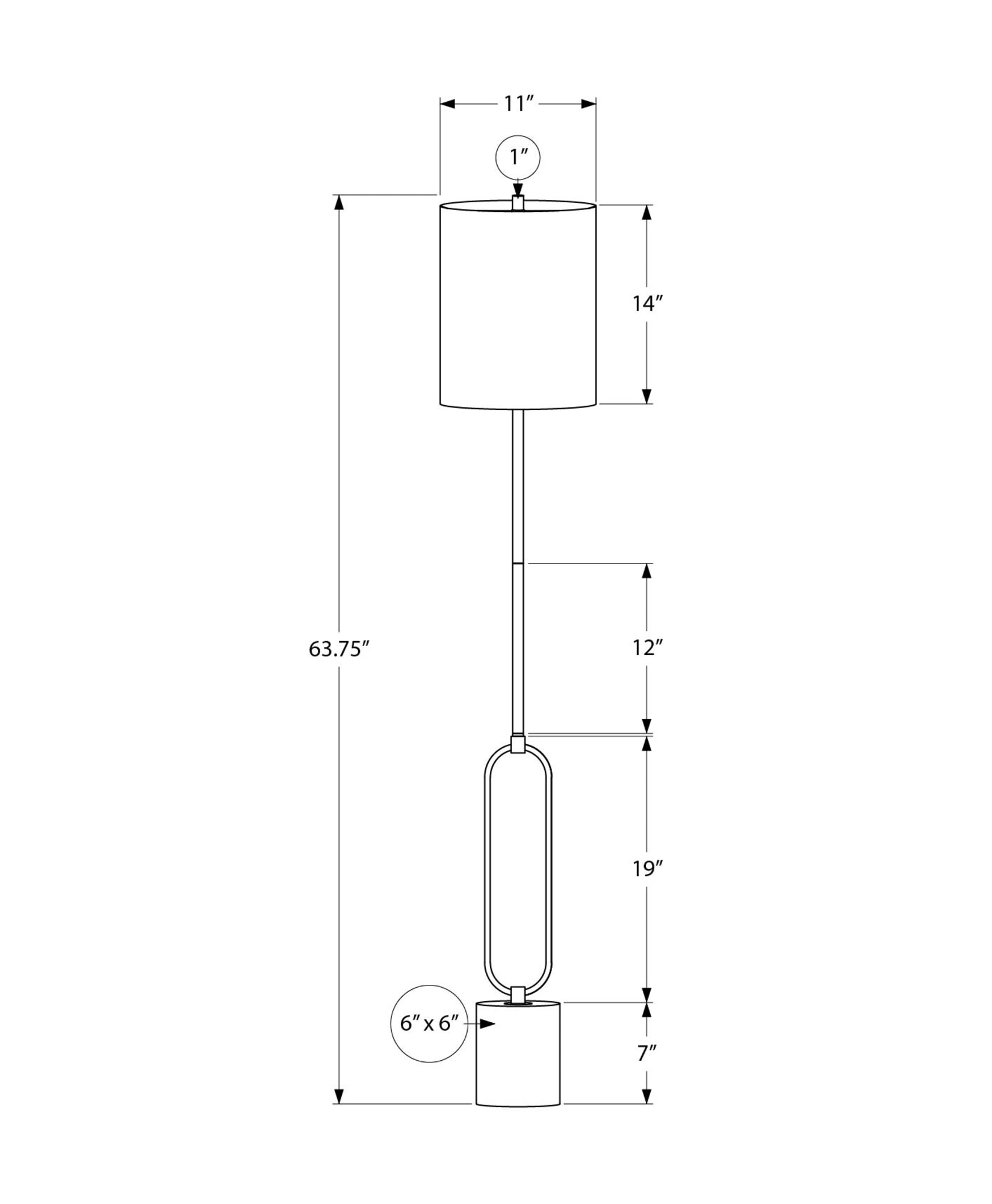 I 9686 - Luminaire, 64''H, Lampadaire, Métal Noir, Abat-jour Ivoire / Crème, Contemporain - Simple Boutique