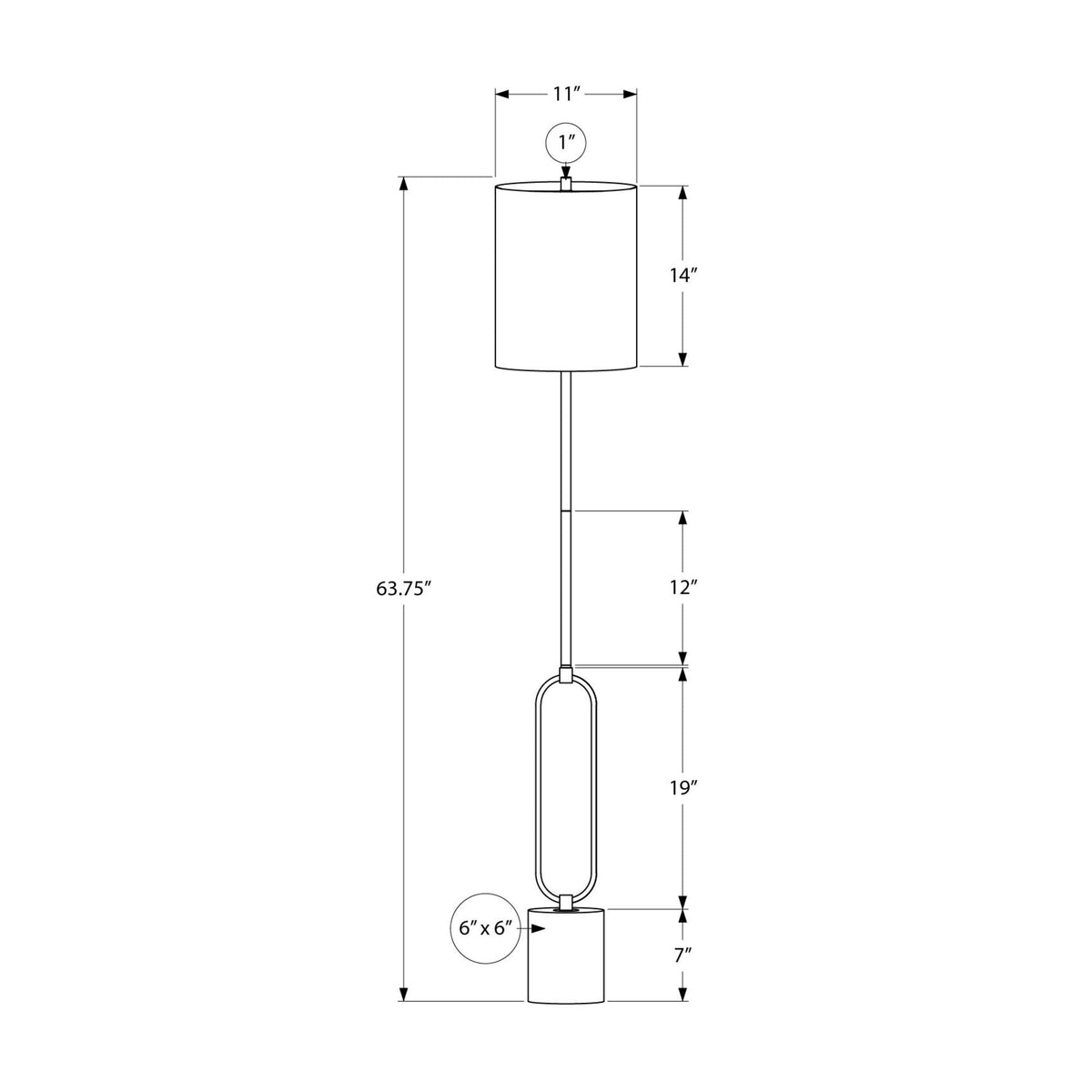Monarch Specialties I 9686 - Luminaire, 64''H, Lampadaire, Métal Noir, Abat-jour Ivoire / Crème, Contemporain - Simple Boutique