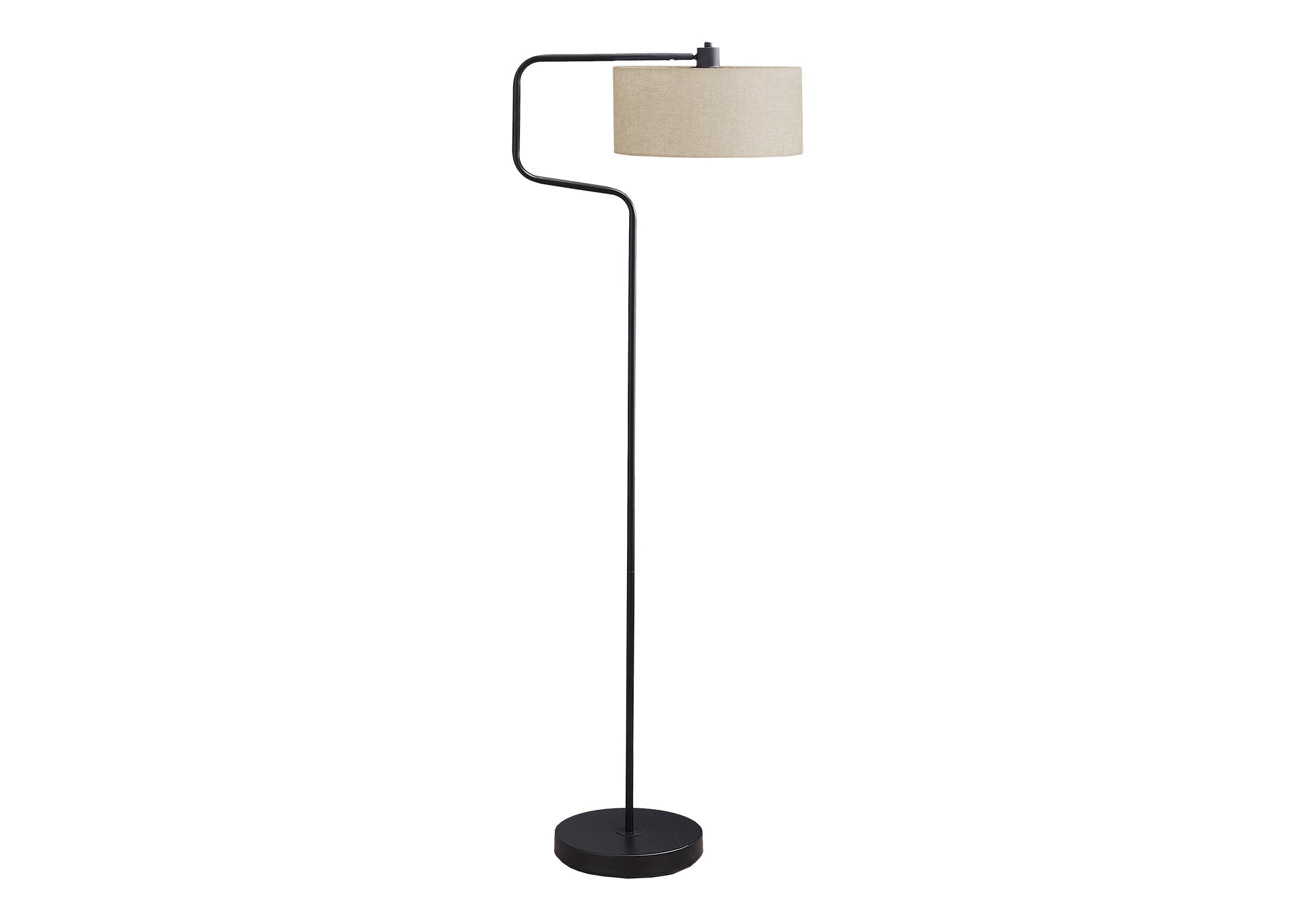 I 9690 - Luminaire, 61''H, Lampadaire, Métal Noir, Abat-jour Beige, Contemporain, Moderne - Simple Boutique