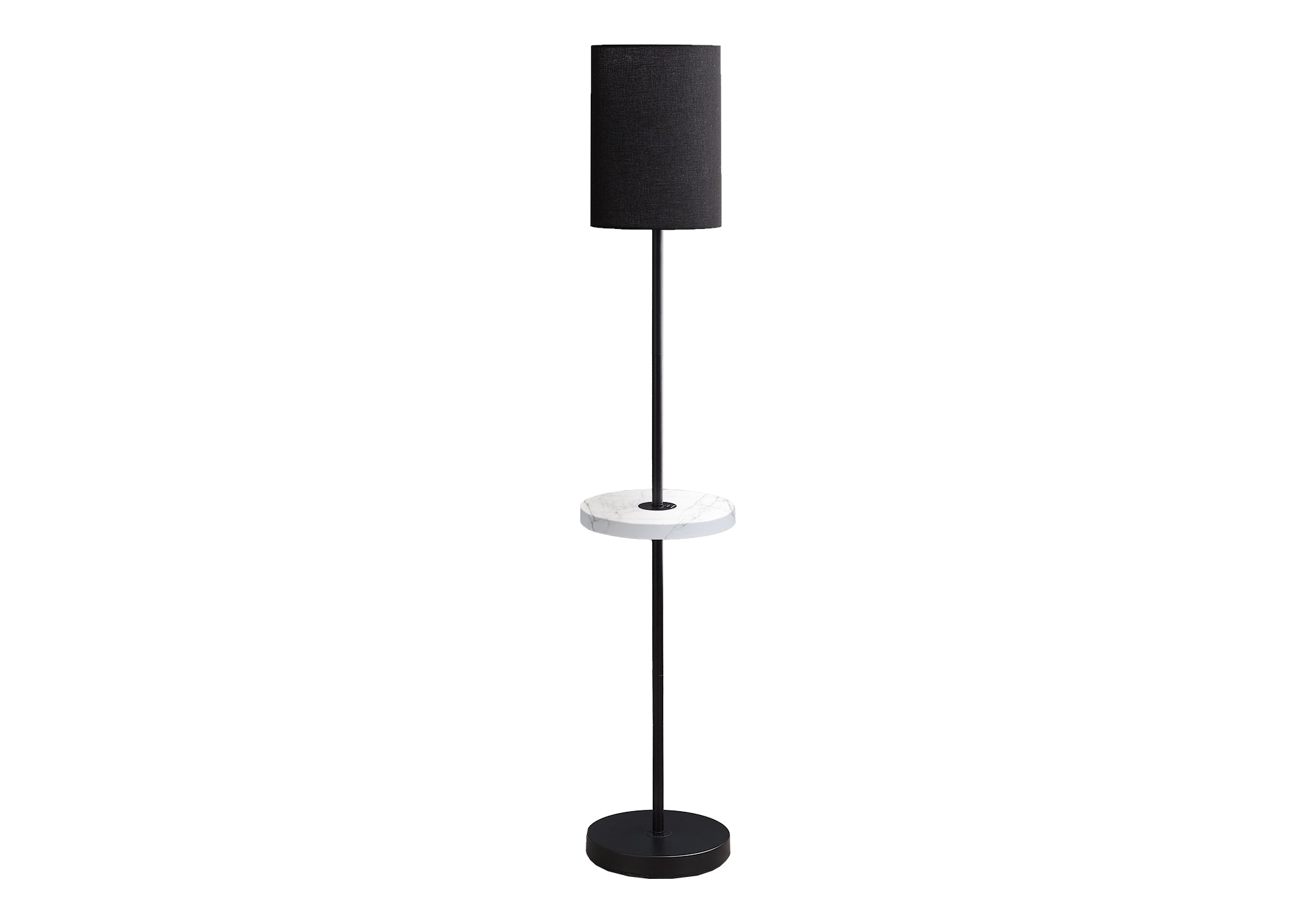 I 9691 - Luminaire, 62''H, Lampadaire, Port Usb Inclus, Métal Noir, Marbre Blanc, Contemporain, Moderne - Simple Boutique