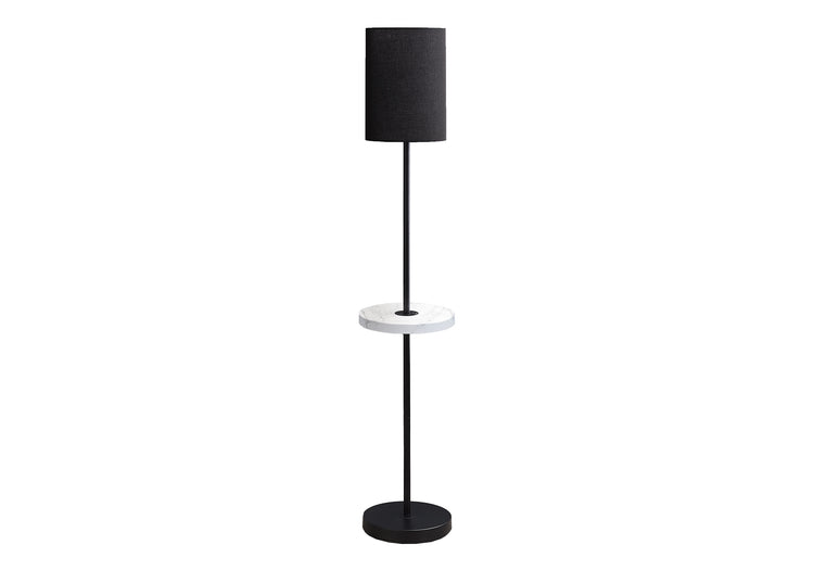 I 9691 - Luminaire, 62''H, Lampadaire, Port Usb Inclus, Métal Noir, Marbre Blanc, Contemporain, Moderne - Simple Boutique