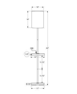 I 9691 - Luminaire, 62''H, Lampadaire, Port Usb Inclus, Métal Noir, Marbre Blanc, Contemporain, Moderne - Simple Boutique