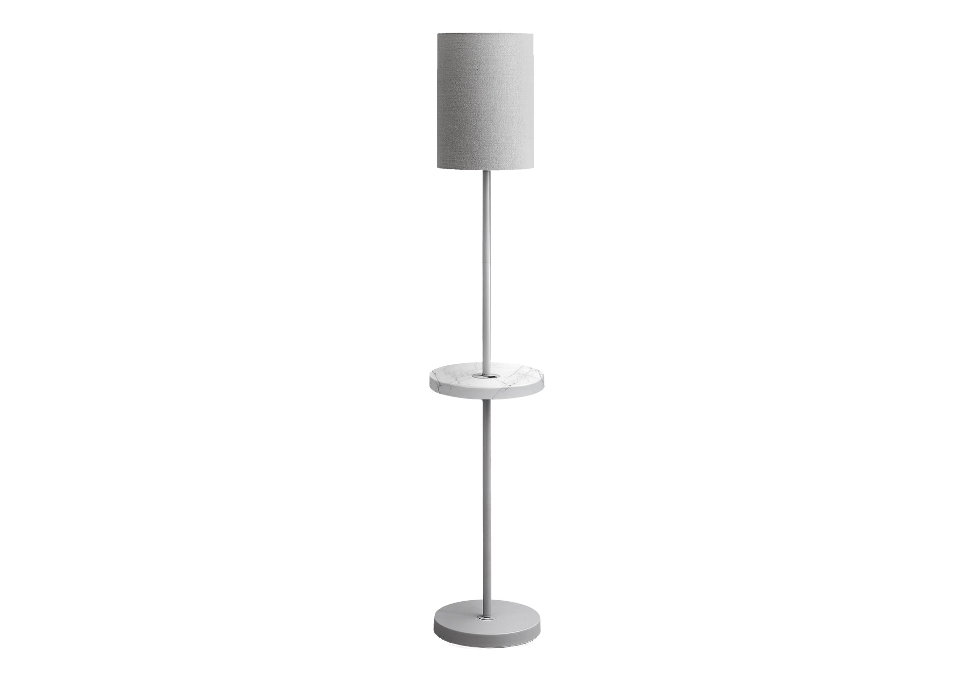 I 9692 - Luminaire, 62''H, Lampadaire, Port Usb Inclus, Métal Gris, Marbre Blanc, Contemporain, Moderne - Simple Boutique