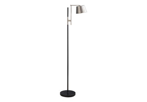I 9693 - Luminaire, 65''H, Lampadaire, Métal Noir, Abat-jour En Nickel, Contemporain - Simple Boutique