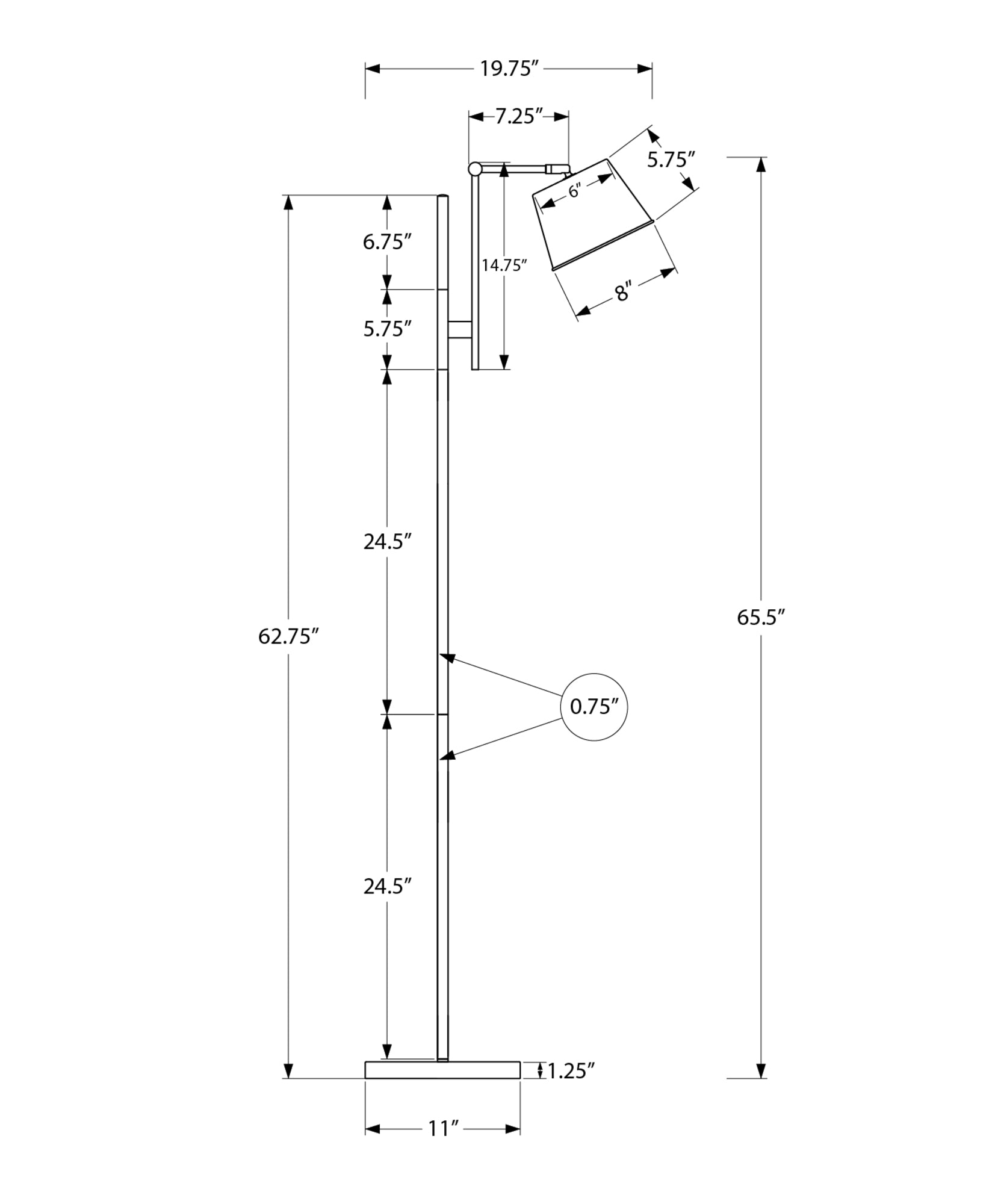 I 9693 - Luminaire, 65''H, Lampadaire, Métal Noir, Abat-jour En Nickel, Contemporain - Simple Boutique