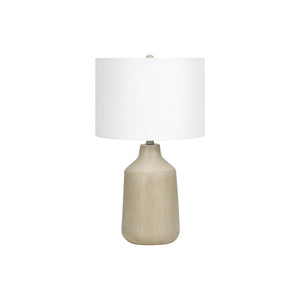 I 9702 - Luminaire, 24"H, Lampe De Table, Béton Beige, Abat-jour Ivoire / Crème, Contemporain - Simple Boutique