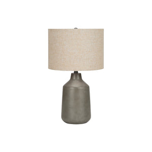 I 9703 - Luminaire, 24"H, Lampe De Table, Béton Gris, Abat-jour Beige, Contemporain - Simple Boutique