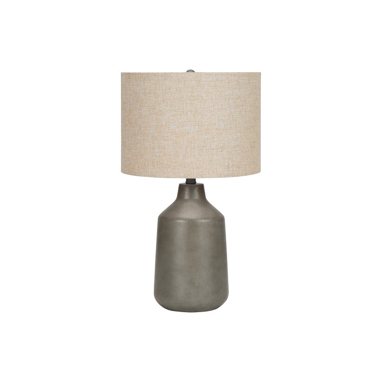 I 9703 - Luminaire, 24"H, Lampe De Table, Béton Gris, Abat-jour Beige, Contemporain - Simple Boutique