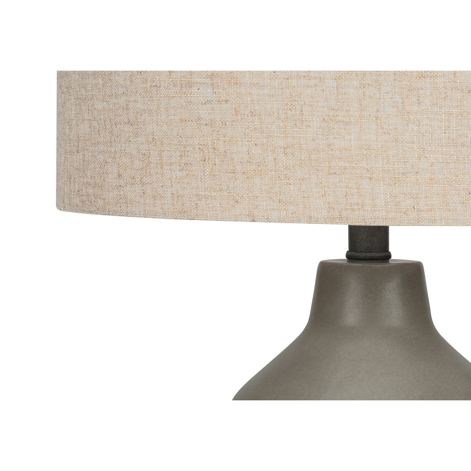 I 9703 - Luminaire, 24"H, Lampe De Table, Béton Gris, Abat-jour Beige, Contemporain - Simple Boutique