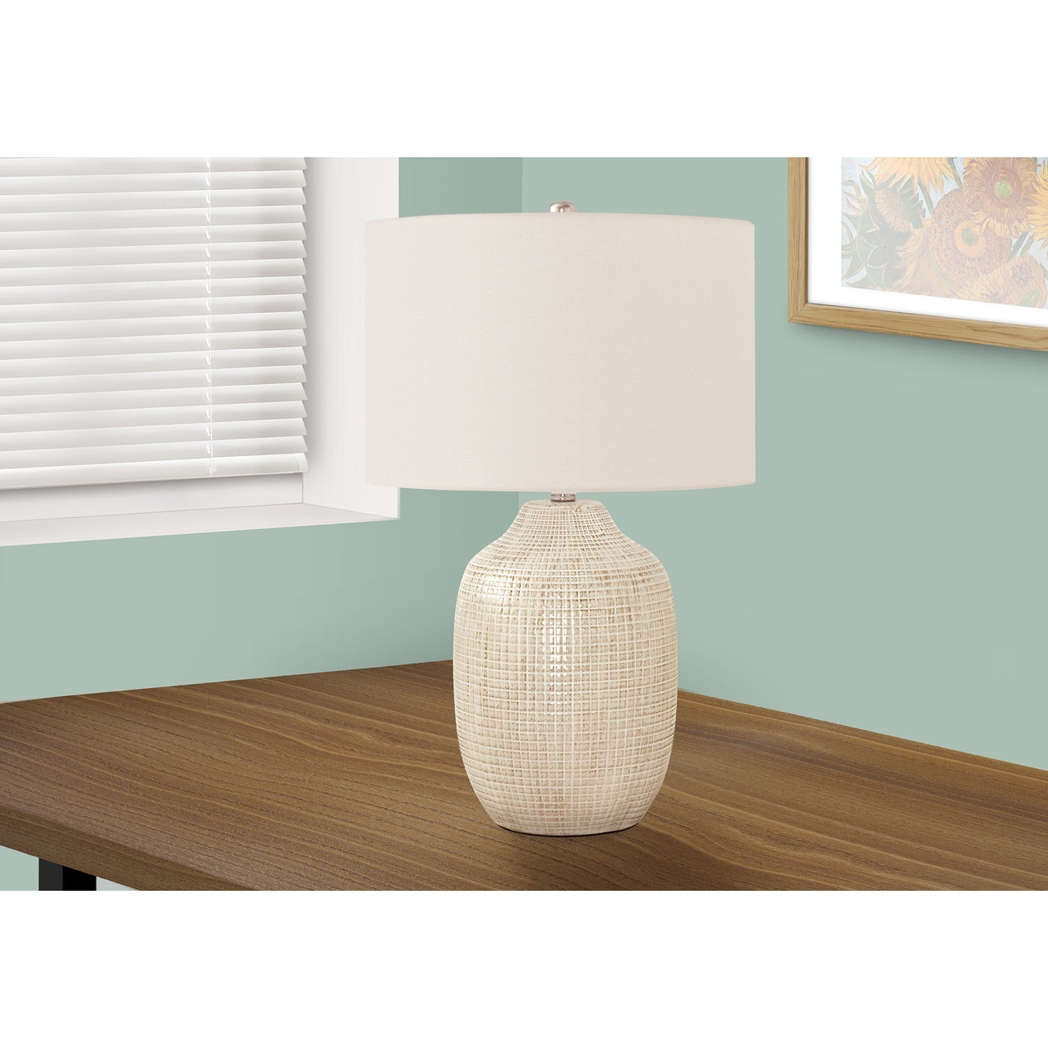 I 9704 - Luminaire, 26"H, Lampe De Table, Crème, Abat-jour Ivoire / Crème, Contemporain - Simple Boutique