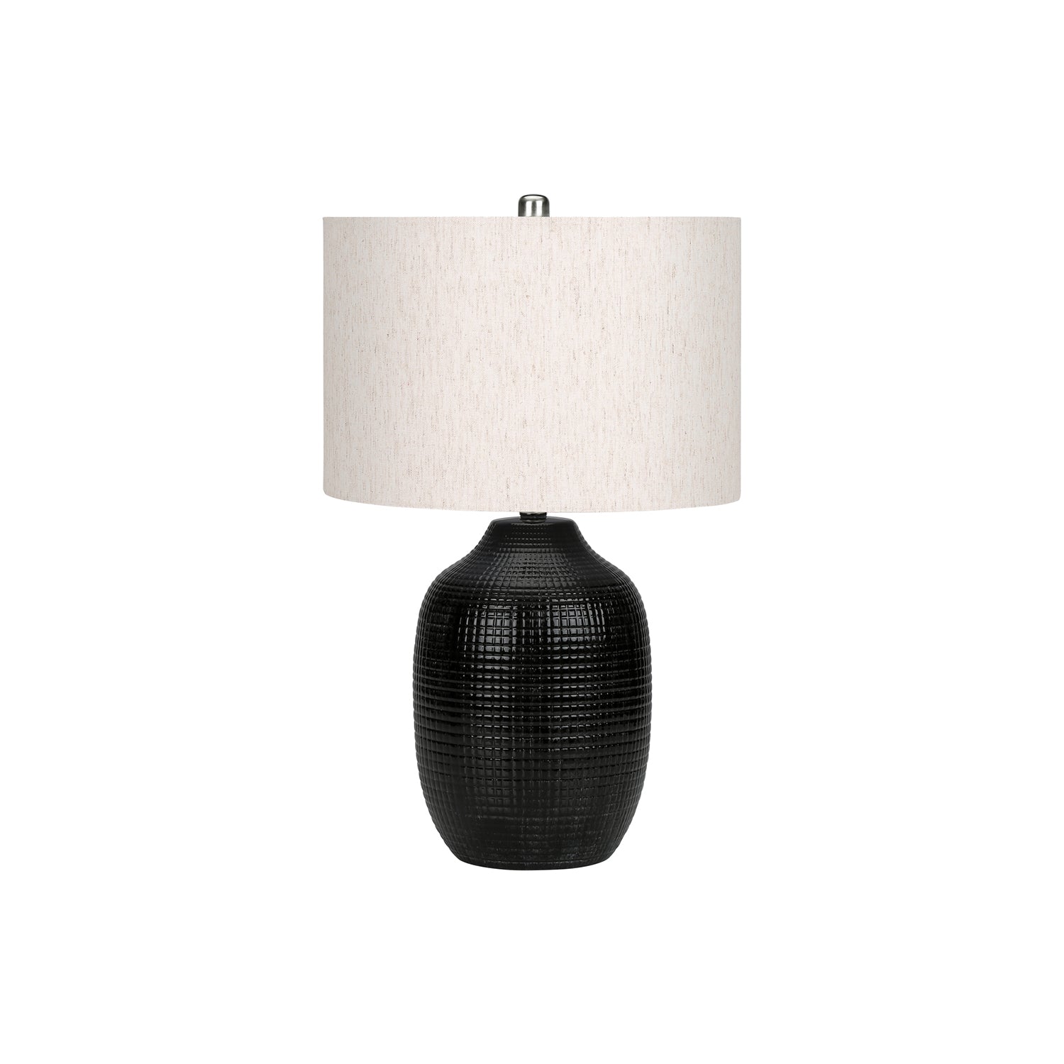 I 9705 - Luminaire, 26"H, Lampe De Table, Céramique Noire, Abat-jour Ivoire / Crème, Contemporain, Moderne - Simple Boutique
