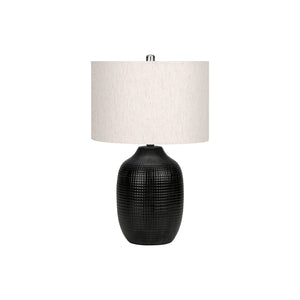 I 9705 - Luminaire, 26"H, Lampe De Table, Céramique Noire, Abat-jour Ivoire / Crème, Contemporain, Moderne - Simple Boutique