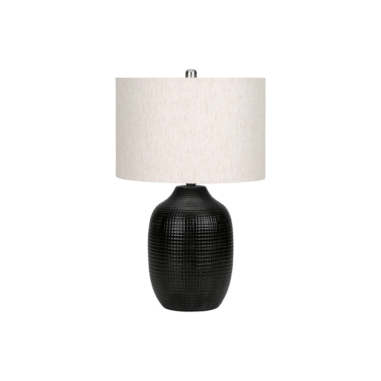 I 9705 - Luminaire, 26"H, Lampe De Table, Céramique Noire, Abat-jour Ivoire / Crème, Contemporain, Moderne - Simple Boutique