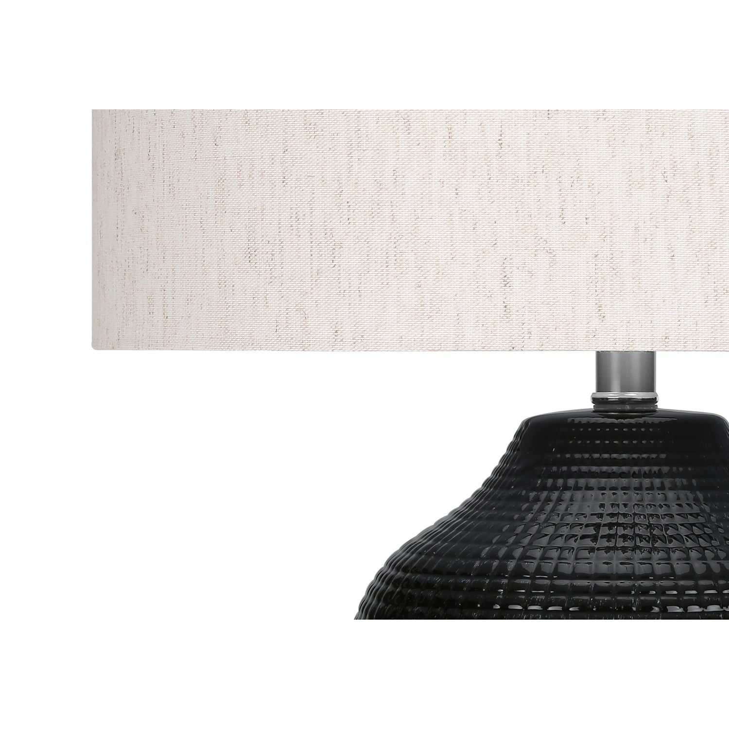 I 9705 - Luminaire, 26"H, Lampe De Table, Céramique Noire, Abat-jour Ivoire / Crème, Contemporain, Moderne - Simple Boutique