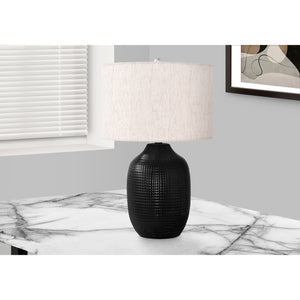 I 9705 - Luminaire, 26"H, Lampe De Table, Céramique Noire, Abat-jour Ivoire / Crème, Contemporain, Moderne - Simple Boutique