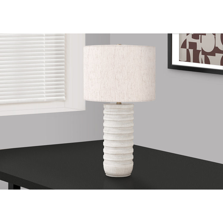 I 9706 - Luminaire, 28"H, Lampe De Table, Résine Créme, Abat-jour Ivoire / Crème, Transitionnel - Simple Boutique