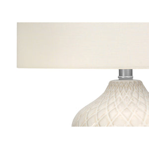 I 9707 - Luminaire, 25"H, Lampe De Table, Céramique Crème, Abat-jour Ivoire / Crème, Transitionnel - Simple Boutique