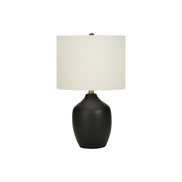 I 9708 - Luminaire, 22"H, Lampe De Table, Céramique Noire, Abat-jour Ivoire / Crème, Transitionnel - Simple Boutique