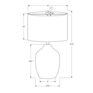 I 9708 - Luminaire, 22"H, Lampe De Table, Céramique Noire, Abat-jour Ivoire / Crème, Transitionnel - Simple Boutique