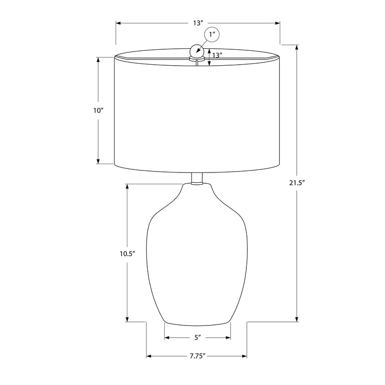 I 9708 - Luminaire, 22"H, Lampe De Table, Céramique Noire, Abat-jour Ivoire / Crème, Transitionnel - Simple Boutique