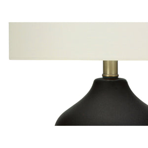 I 9708 - Luminaire, 22"H, Lampe De Table, Céramique Noire, Abat-jour Ivoire / Crème, Transitionnel - Simple Boutique