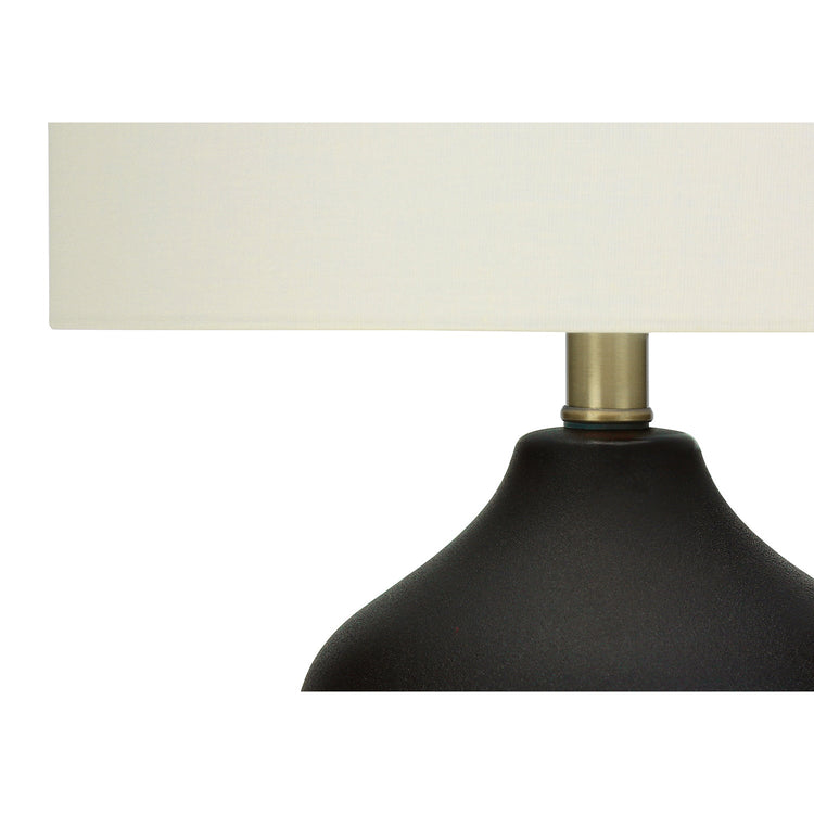 I 9708 - Luminaire, 22"H, Lampe De Table, Céramique Noire, Abat-jour Ivoire / Crème, Transitionnel - Simple Boutique