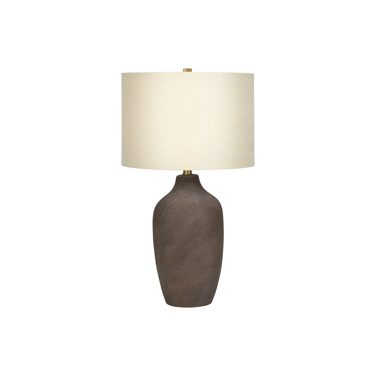 I 9709 - Luminaire, 27"H, Lampe De Table, Céramique Grise, Abat-jour Beige., Contemporain - Simple Boutique