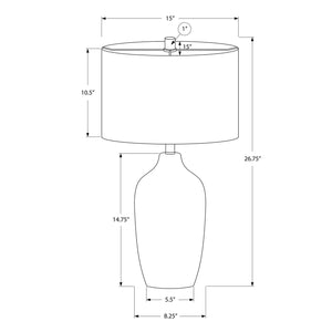 I 9709 - Luminaire, 27"H, Lampe De Table, Céramique Grise, Abat-jour Beige., Contemporain - Simple Boutique