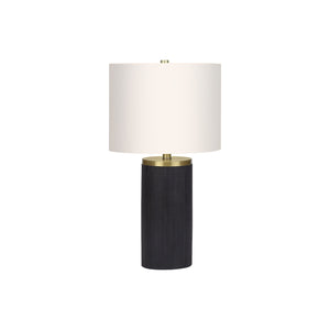 I 9710 - Luminaire, 24"H, Lampe De Table, Béton Noir, Abat-jour Ivoire / Crème, Moderne - Simple Boutique