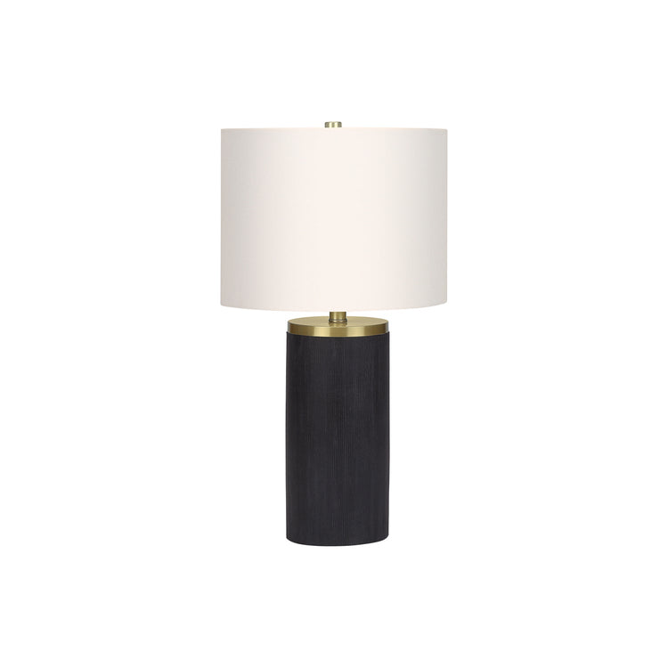 I 9710 - Luminaire, 24"H, Lampe De Table, Béton Noir, Abat-jour Ivoire / Crème, Moderne - Simple Boutique
