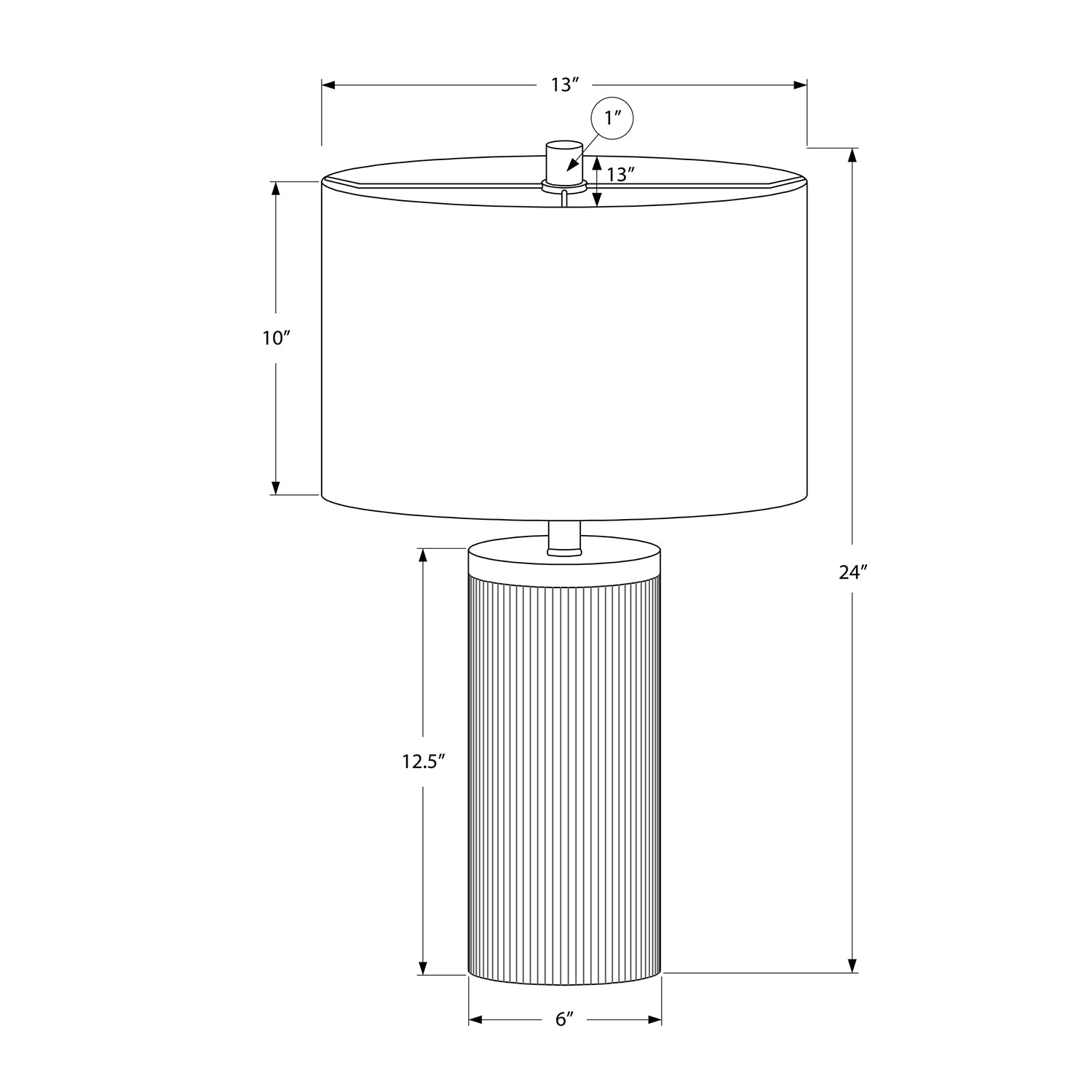 I 9710 - Luminaire, 24"H, Lampe De Table, Béton Noir, Abat-jour Ivoire / Crème, Moderne - Simple Boutique
