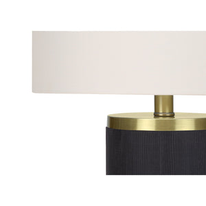 I 9710 - Luminaire, 24"H, Lampe De Table, Béton Noir, Abat-jour Ivoire / Crème, Moderne - Simple Boutique