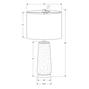 I 9712 - Luminaire, 29"H, Lampe De Table, Résine Grise, Abat-jour Ivoire / Crème, Moderne - Simple Boutique