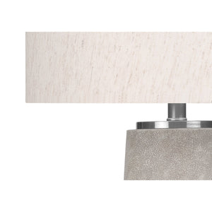 I 9712 - Luminaire, 29"H, Lampe De Table, Résine Grise, Abat-jour Ivoire / Crème, Moderne - Simple Boutique