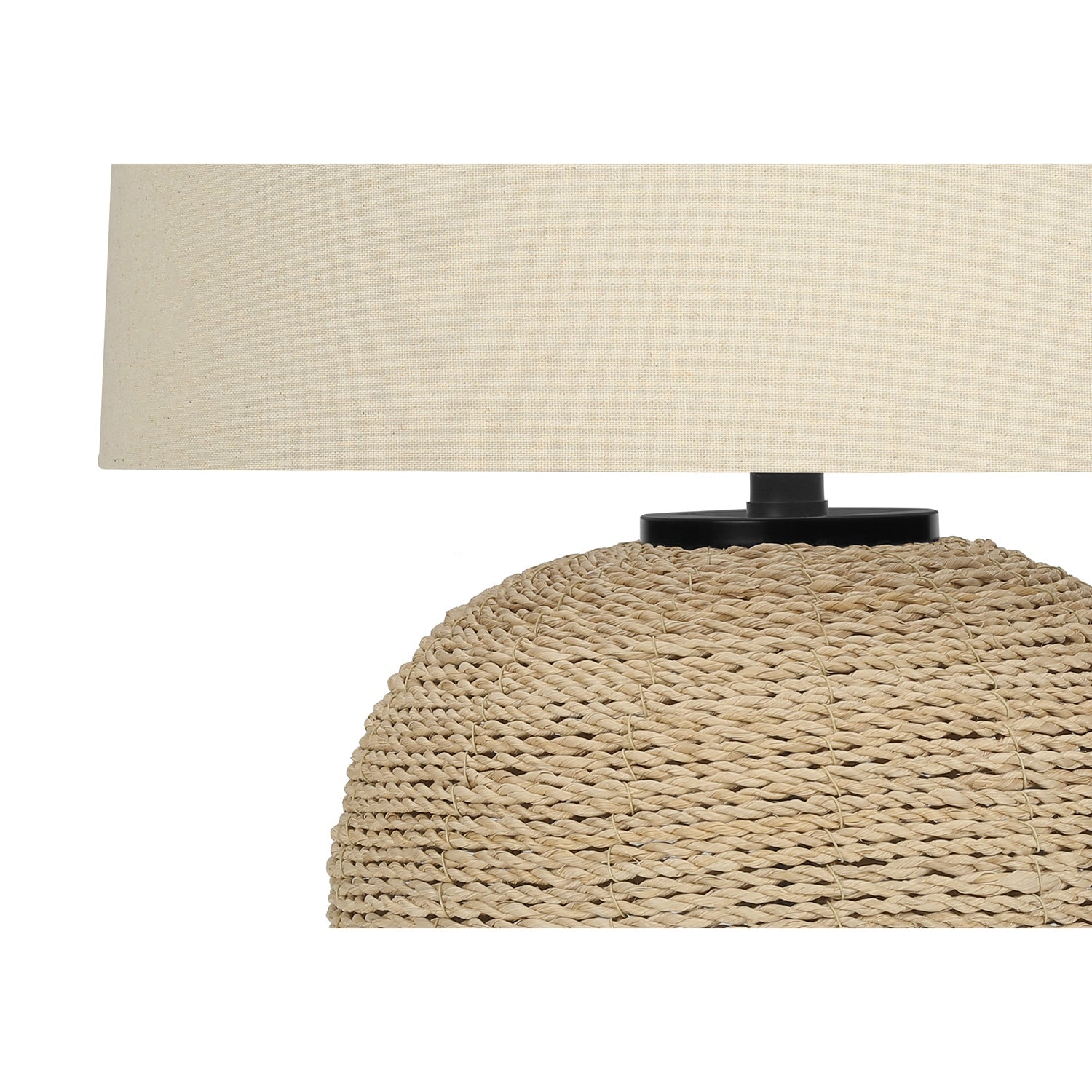 I 9713 - Luminaire, 25"H, Lampe De Table, Rotin, Abat-jour Beige, Transitionnel - Simple Boutique