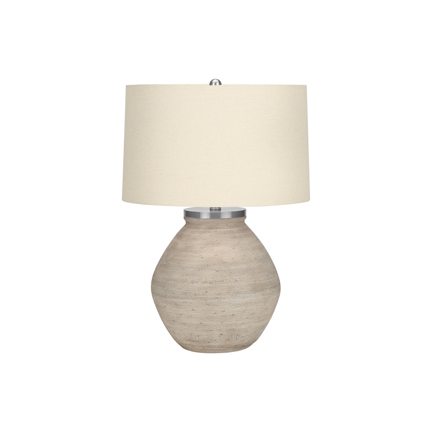 I 9714 - Luminaire, 25"H, Lampe De Table, Béton Créme, Abat-jour Beige, Contemporain - Simple Boutique